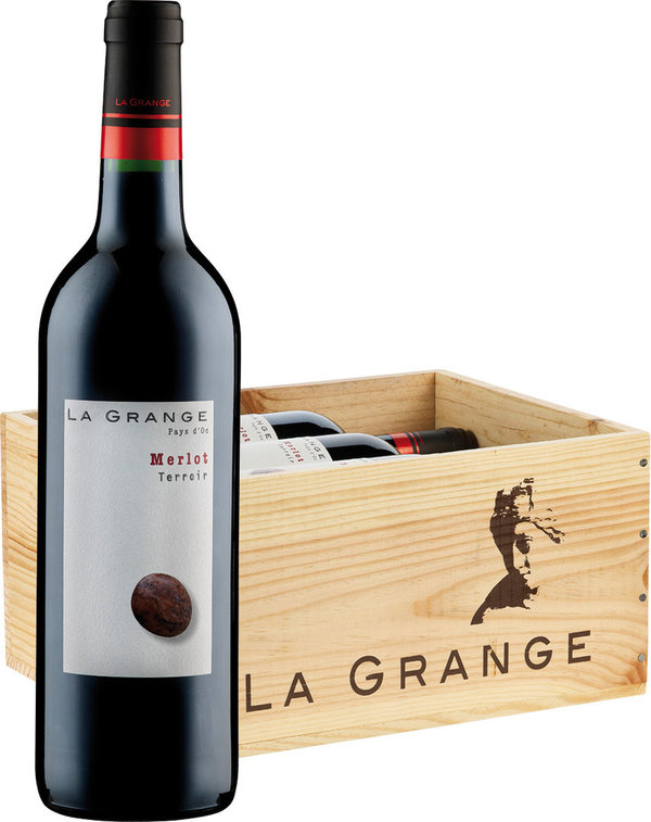 6 bottles of Merlot La Grange wooden case
